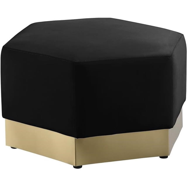 Meridian Furniture Pouf en Velours Noir Marquis