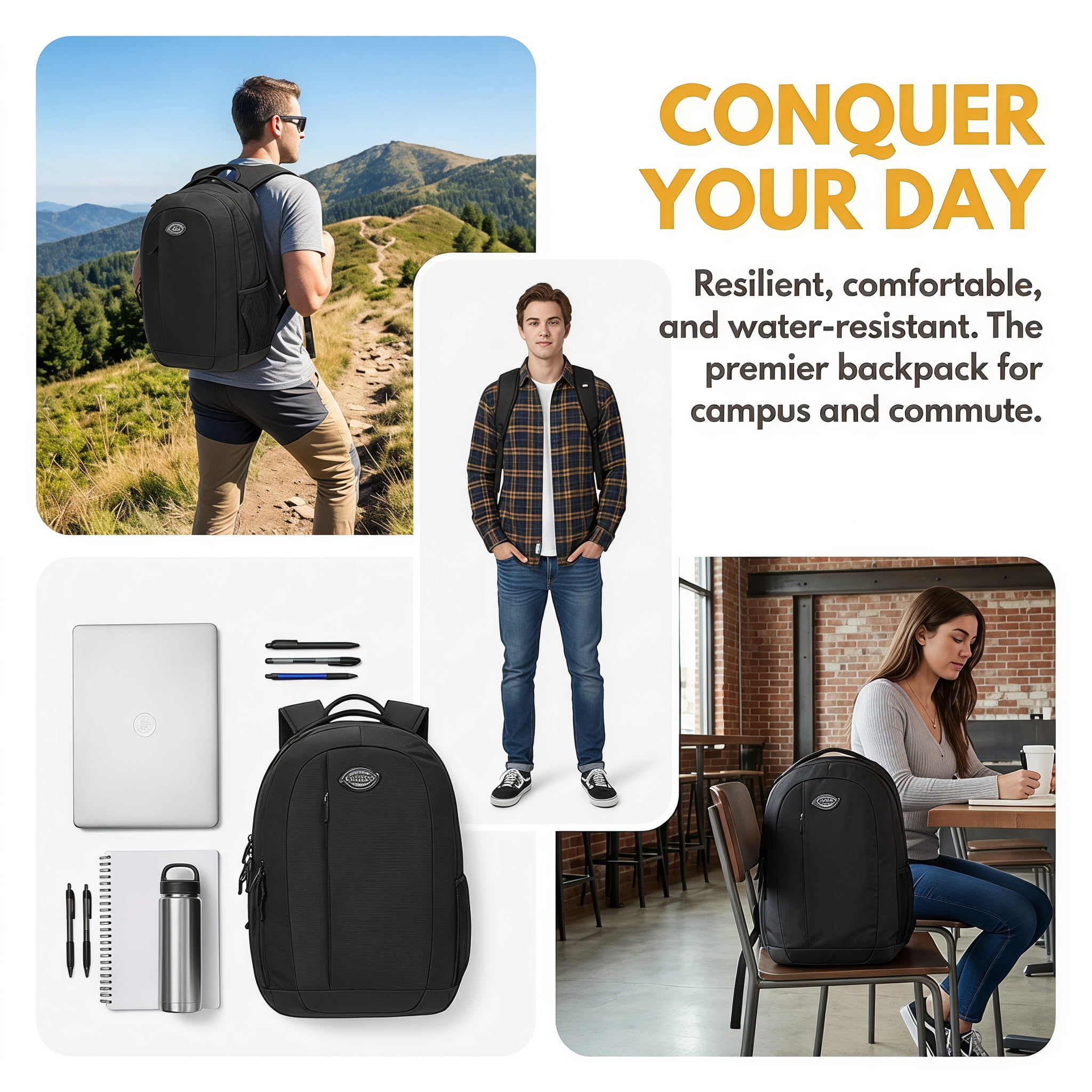Dickies Water-Resistant Laptop Backpack for College - Durable & Comfortable 15.6 Inch Commuter Campus Bag