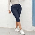 thumbnail image 6 of Fmbrln Womens Capri Jeans Pants Elastic Waisted Slim Tapered Summer Pants Fashion Casual Solid Color Cropped Pants, 6 of 9