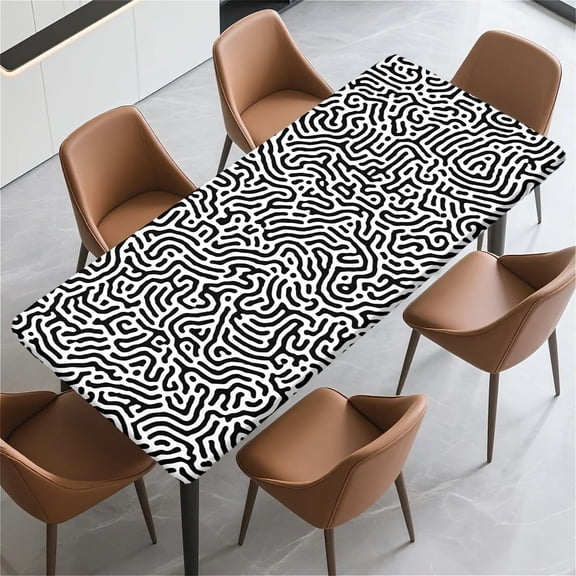 Rectangle Table Cloth Cover Waterproof Elastic Fitted Polyester Fitted Tablecloths for 6 Foot Tables for Indoor,Picnic, Camping, Outdoor