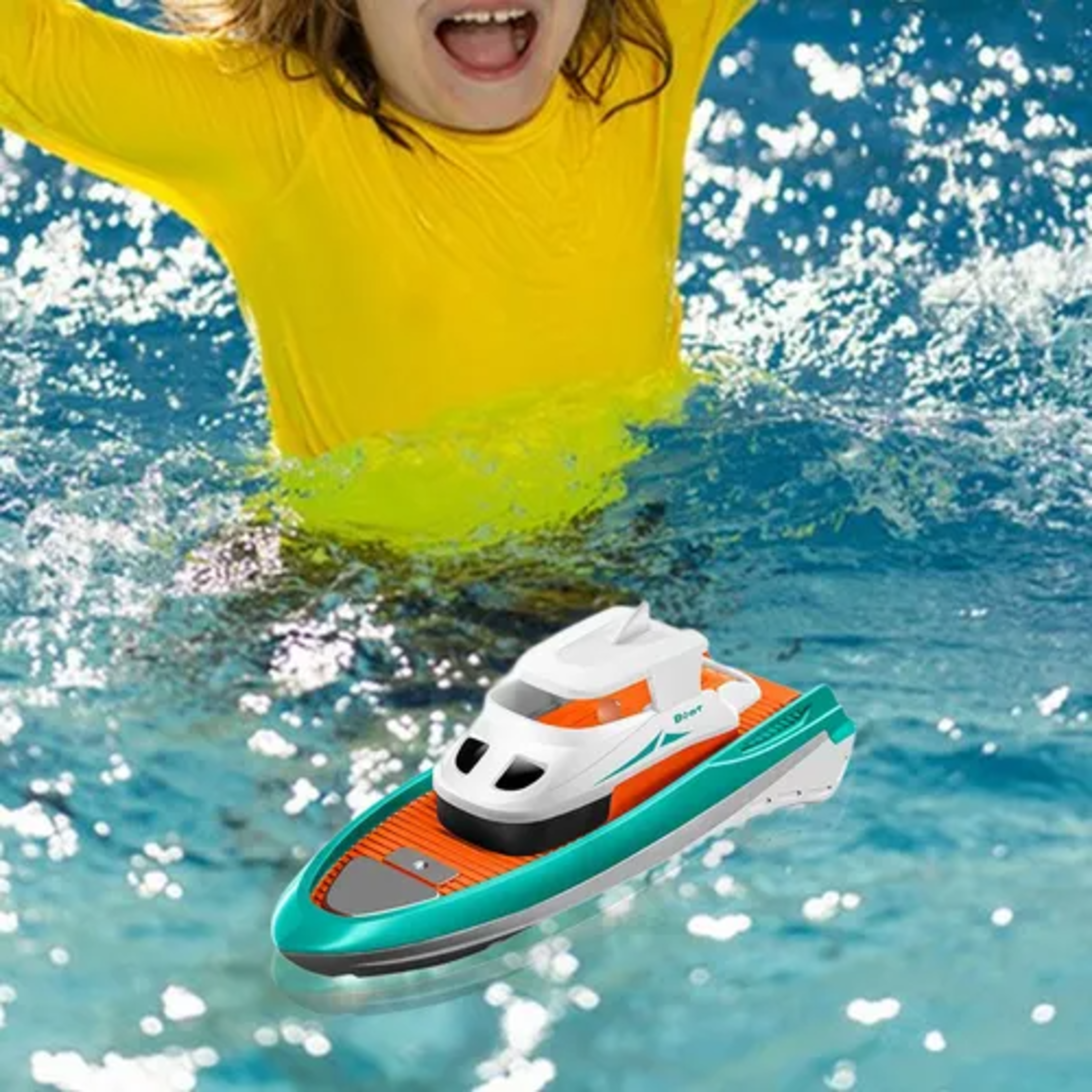 RC Rescue Ship, Funtogether Toys, Tugboat with Working Lights & Dual Propellers, Rechargeable Pool Toy
