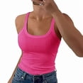 thumbnail image 3 of Women Spaghetti Strap Scoop Neck Ribbed Tank Tops Slim Fitted Cotton Basic Sleeveless Layering Shirts, 3 of 5