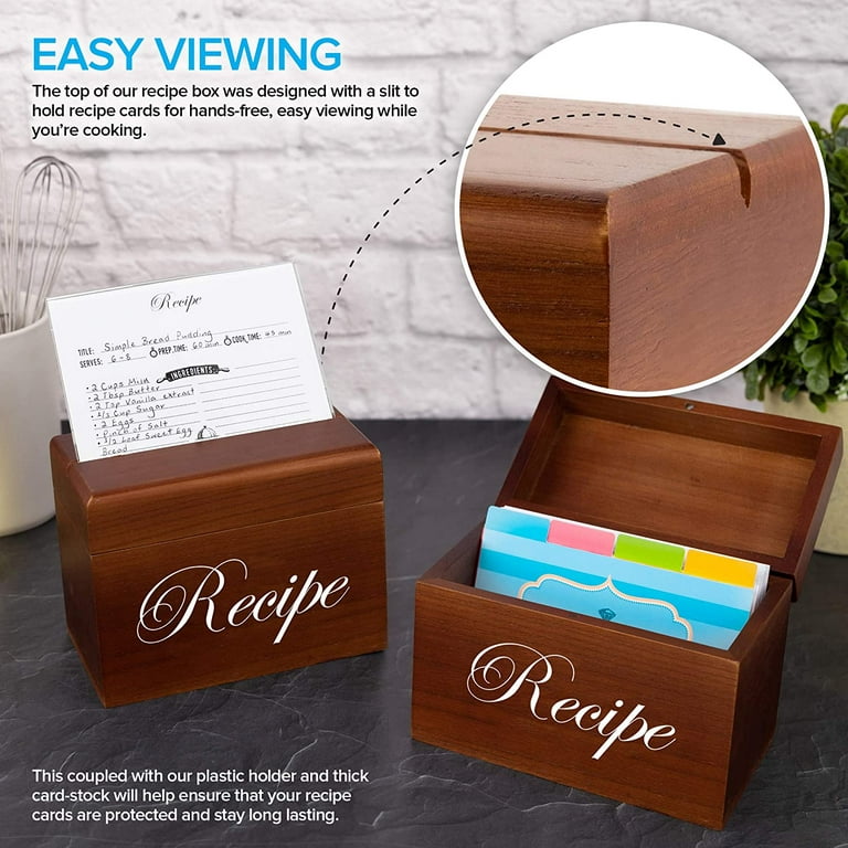 Recipe Box Wood Recipe Box Recipe Card Box Index Card Box Recipe Cards  Recipe Boxes Recipe Card Dividers Recipe Box and Cards Recipe Holder 