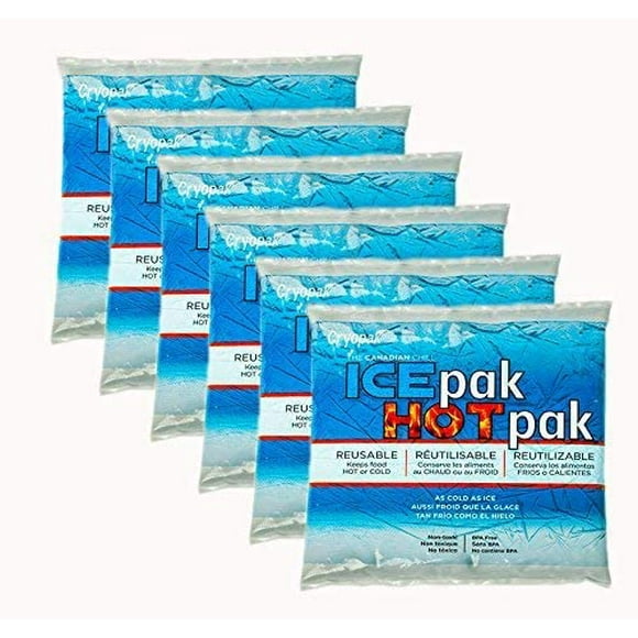 Ice-Pack Cryopak Réutilisable Ice Pak Chaud 6-Pack - pour Glacières Boîte à Lunch et Sacs Isothermes - Parfait pour le Déjeuner Scolaire