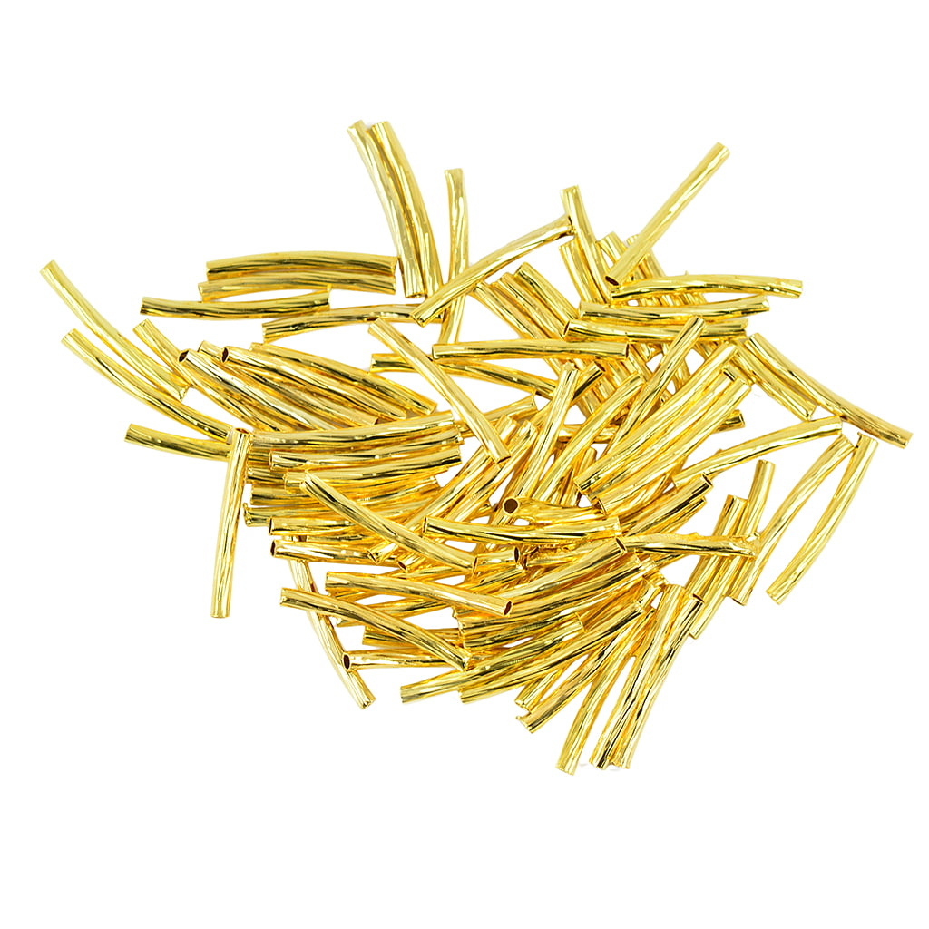 50 Gold Engraved Pattern Tube Noodle Beads Jewelry Making Crafting Findings 
