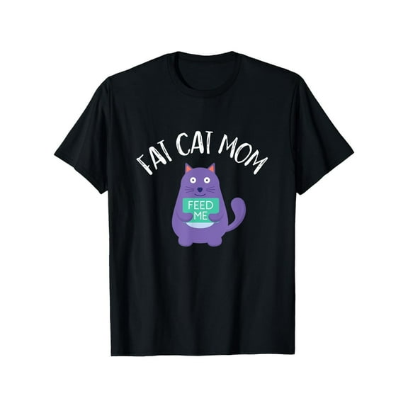 Fat Cat Obesity T-Shirt National Pet Day T-shirt 100% Pure Cotton  Black  S-5XL Chubby Cat Graphic T-Shirt  Round Neck Top Playful Pet Day Design Comfortable Casual Wear Machine Washable