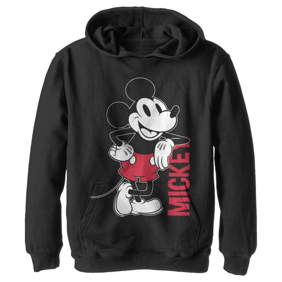 Boy's Mickey & Friends Mickey Mouse Vintage Lean  Pull Over Hoodie Black Medium