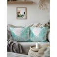 thumbnail image 2 of Outdoor Pillows Waterproof, Teal Palm Leaves Throw Pillows with Inserts Included, Summer Tropical Plants Botanical Indoor Outdoor Decorative Lumbar Pillow for Bed/Couch/Patio 18"x18", 1Pcs, 2 of 8