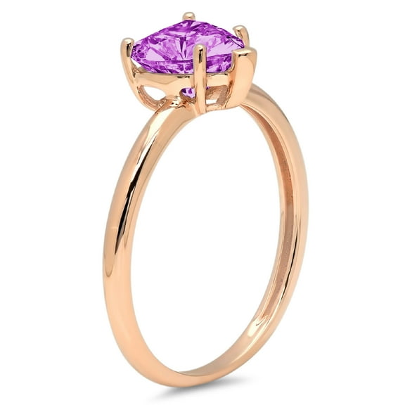 1.25 ct Heart Cut Simulated Alexandrite Solitaire Engagement Ring for Women in 18K Rose Gold