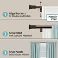 thumbnail image 4 of Smart Rods No Measuring Easy Install Adjustable Drapery Window Rod, 48 to 120 in., with Cap Finials, Oil Rubbed Bronze, 4 of 9