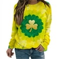 thumbnail image 4 of Puyaiuu Womens St. Patricks Day Clover Print Sweatshirt Soft Fortunate Shamrock Long Sleeve Shirt Green Tunic Pullover Top Irish Holiday Clothes Gift, 4 of 7