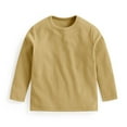 thumbnail image 4 of SERTG Kids' Solid Color Turtleneck/Round Neck Warm Long Sleeve Undershirt Unisex Pullover Base Shirt Base Layer for Child and Child(Yellow#1,4 Years), 4 of 6