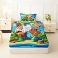 thumbnail image 4 of Feelyou Cartoon Dinosaur Letter R Print Twin Sheet Sets for Boys Girls, Cute Animal Bedding, Blue, 3-Piece, 4 of 5