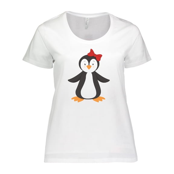Inktastic Cute Penguin, Little Penguin, Penguin with Bow Women's Plus Size T-Shirt