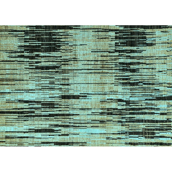 Ahgly Company Indoor Rectangle Abstract Light Blue Modern Area Rugs, 8' x 12'
