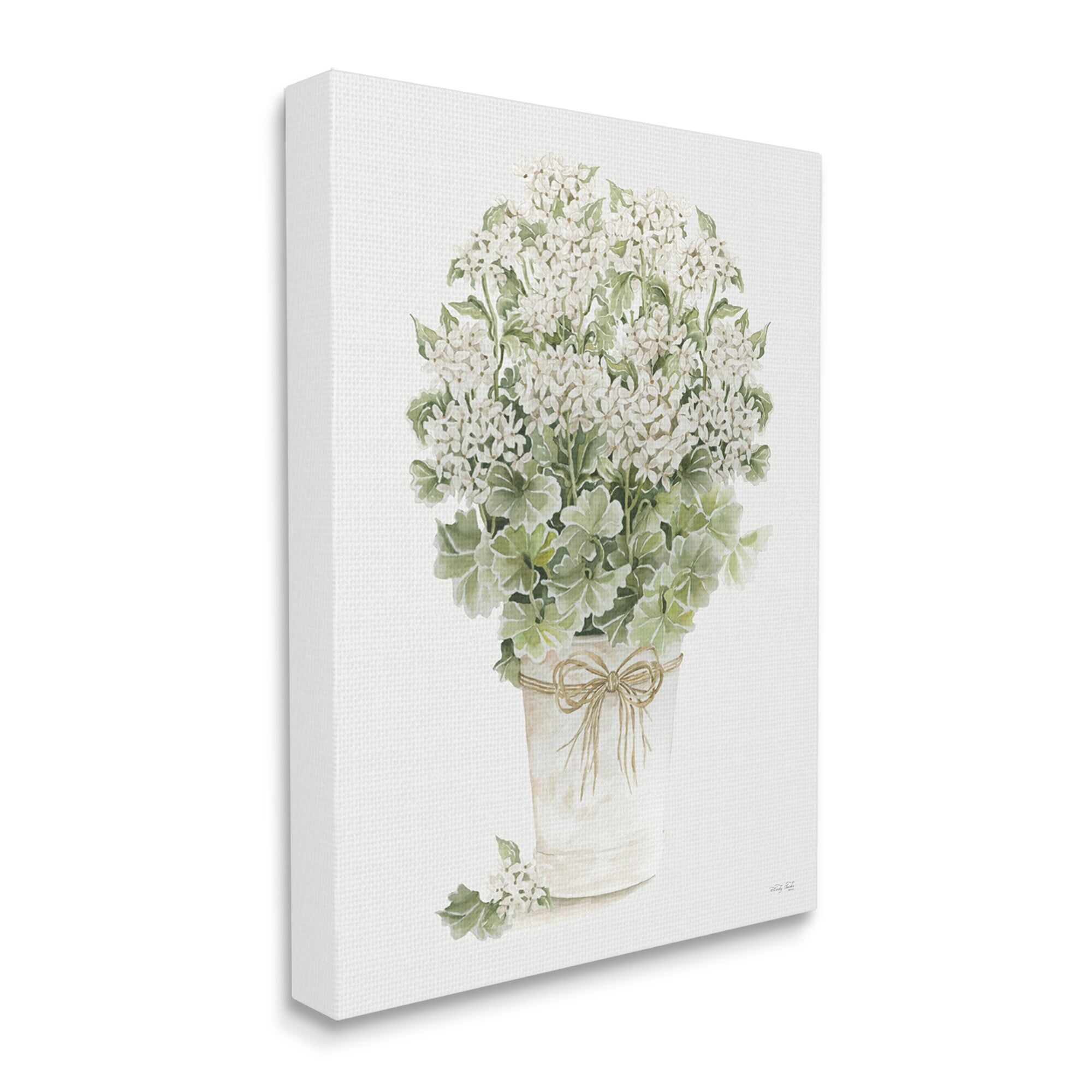 Stupell Industries Round Flower Bouquet Small White Dainty Petals Painting Gallery Wrapped Canvas Print Wall Art, Design by Cindy Jacobs