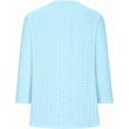 thumbnail image 3 of Womens 3/4 Length Eyelet Tops Summer Casual Solid Color Trendy Blouses Loose Fit Work Beach Vacation Shirt, 3 of 4