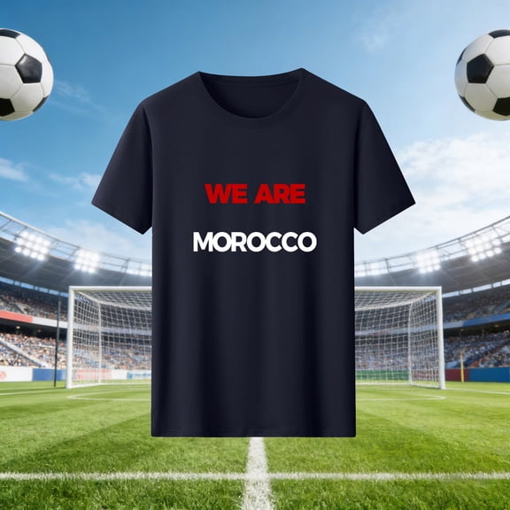 Gamivast "We Are Morocco" Graphic T-Shirt for Women Soccer Fan Apparel Casual Short Sleeve Crew Neck Tee Soft Lightweight Summer Sports Everyday Comfortable Top Navy XXL