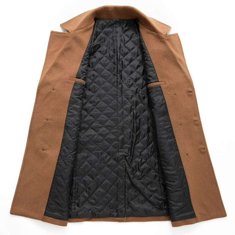 WQJNWEQ Mens 50 Wool 50 Polyester Outwear Jacket Winter Business Woolen Coat Fashion Double Breasted Lapel Mid Length Coat Coat Walmart