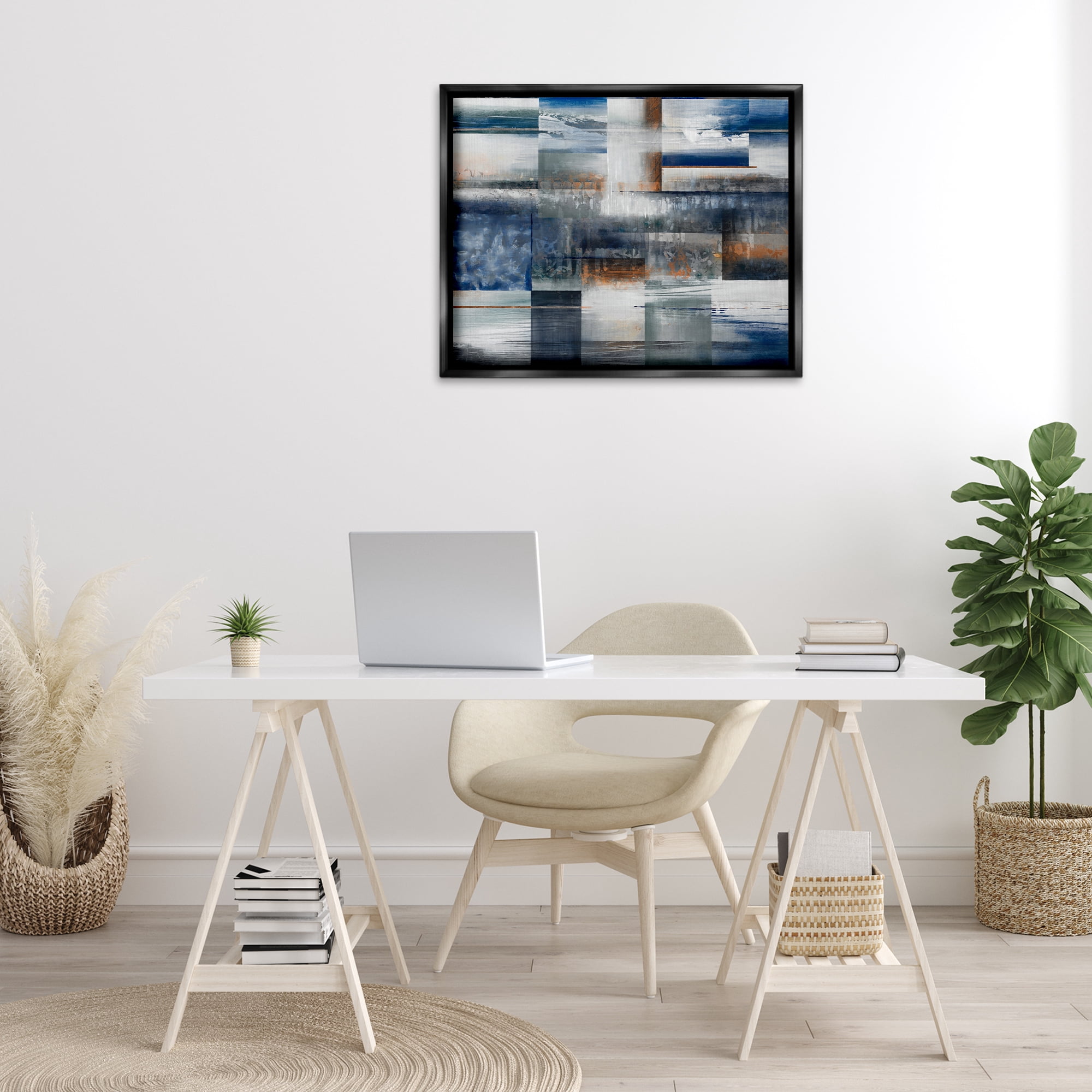 Stupell Industries Nautical & Nature Collage Abstract Painting Black Floater Framed Canvas Art Print Wall Art, 31 x 25