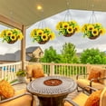 thumbnail image 3 of Hanging Artificial Flowers Basket, Fake Hanging Plant in Basket, Artificial Silk Daisy Flowers Outdoor, Hanging Daisy Basket Faux Flower Fake Plants for Patio Garden Yard Pouch Home Decoration, 3 of 6