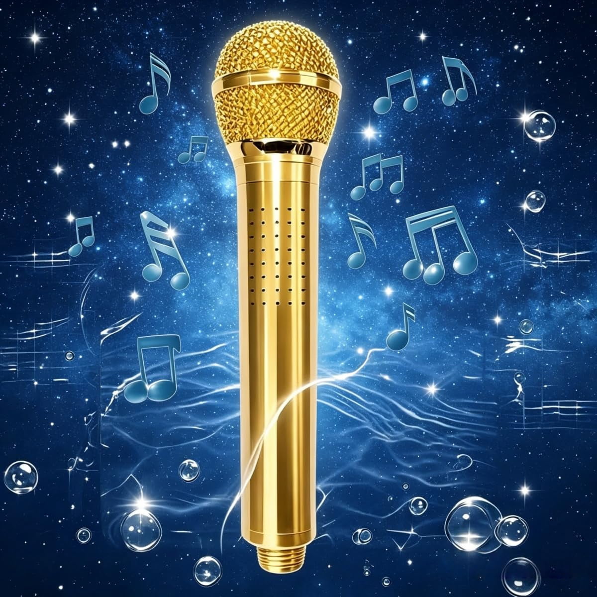 2026 High-Pressure Microphone Shower Head, Microphone-Shaped Creative Showerhead, Handheld Vintage Detachable Rain Flow, Easy Installation, Water Saving Design, Fun Bath Accessory