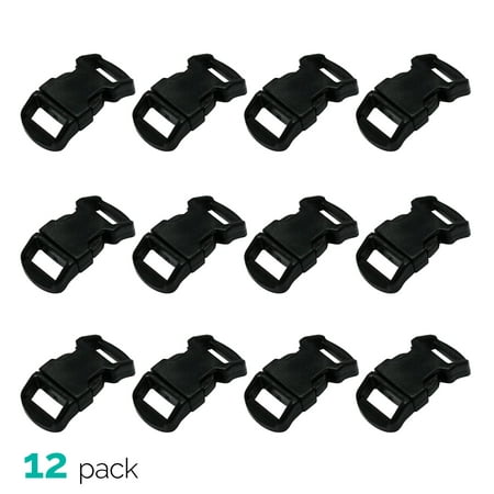 (12 Pack) ASR Outdoor Paracord Bracelet Buckle Set Black 15mm .5 (Best Buckles For Paracord Bracelets)
