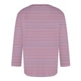 thumbnail image 3 of IYTR Mens 3/4 Sleeve Shirt Crew Neck Sports Loose Fashion Leisure Striped Print Classic Tshirt Blouses(Purple,XXXXL), 3 of 4