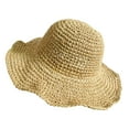 thumbnail image 2 of Cheers.US Women Girls Wide Brim Straw Hat Foldable Roll up Sunshade Packable Solid Color Sun Hat Cap for Summer, 2 of 7