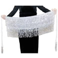 thumbnail image 2 of tredstone Jupe Rétro à Franges Multicolore Belle Sequins Enveloppante Tenue de Danse Costume Rave Femmes Blanc, 2 of 6