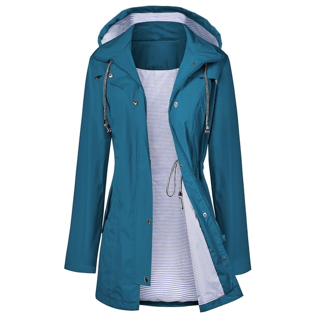 Gabardina impermeable LOMON con capucha larga para mujer