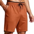 thumbnail image 2 of Besolor Men's Running Shorts Elastic Drawstring Waisted Summer Lightweight Quick Dry Workout Shorts with Pocket(Large,Orange), 2 of 7