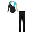 thumbnail image 2 of Doomiva Kids Girls Shiny Rhinestone Long Sleeve Gymnastics Leotard with Ballet Dance Leggings Pants Set Blue Green 8, 2 of 5