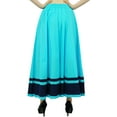 thumbnail image 3 of Bimba Jupe Longue Maxi pour Femmes avec Bordure Contrastée Jupe Boho avec Taille Élastique, 3 of 9