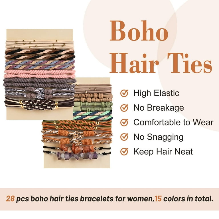 Repurposed Hair Ties - CC Coral Pink, 20mm Brown / Normal - Thick