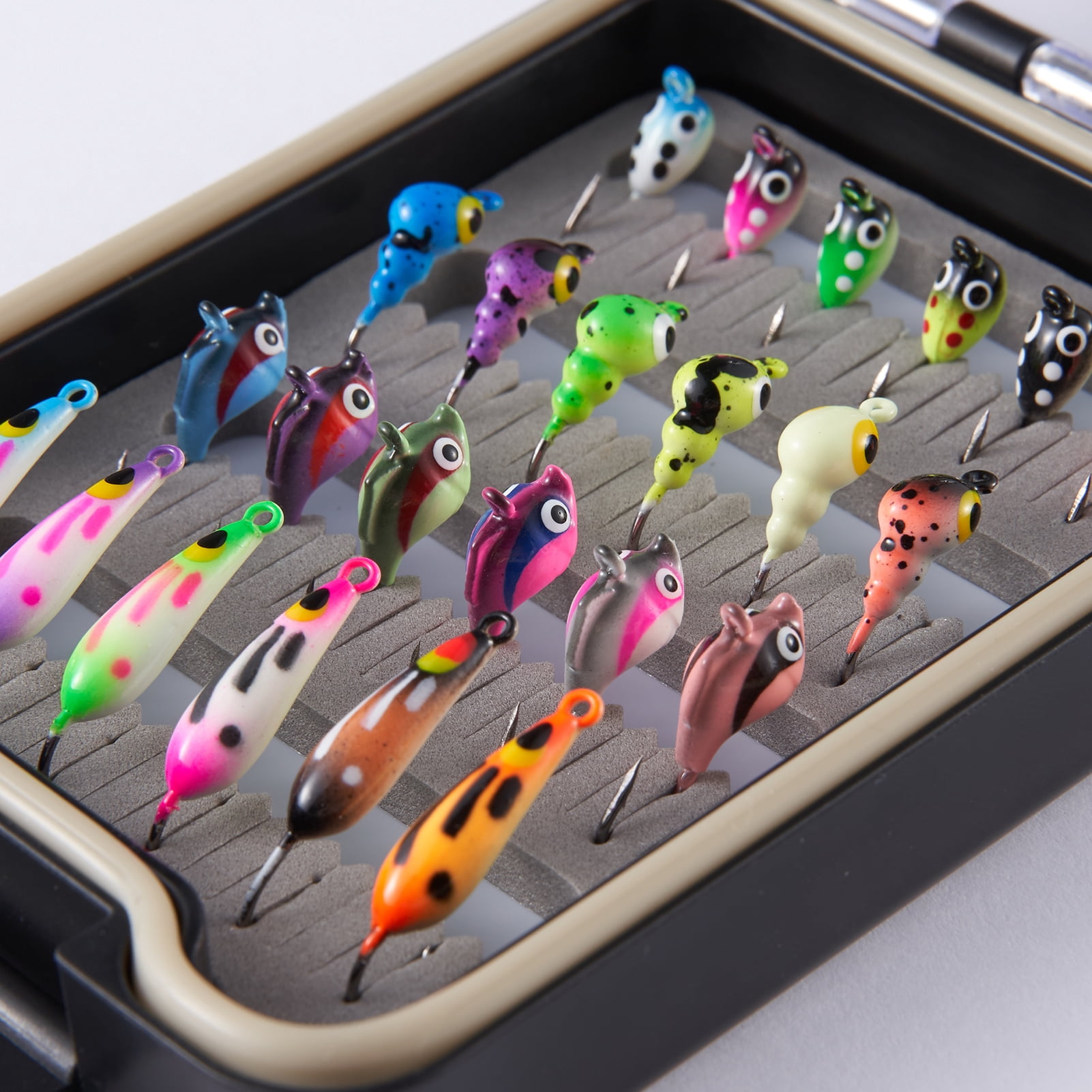 BASSDASH Ice Fishing Lure Kit Glowing Paint Jigs for Winter Ice Jigging Crappie Sunfish Perch Walleye Pike