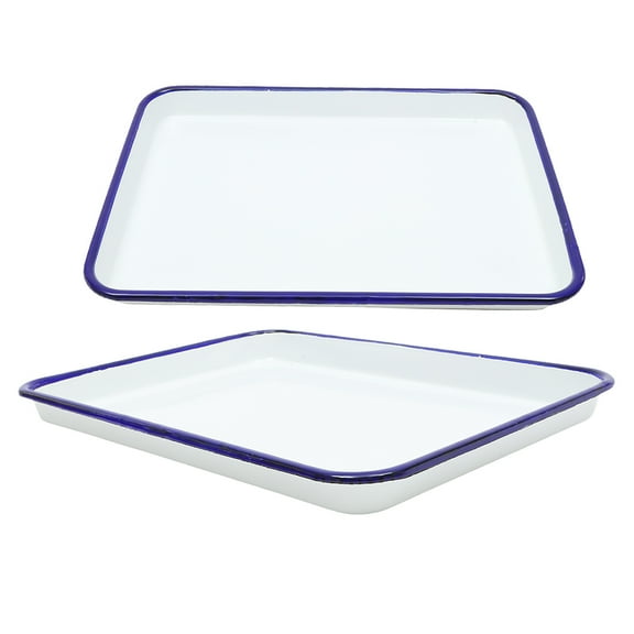 GETAJGHSD 2pcs Enamel Baking Pan Rectangular Roasting Pan For Grade Kitchen Bakeware Easy To Clean For Pizza Baking