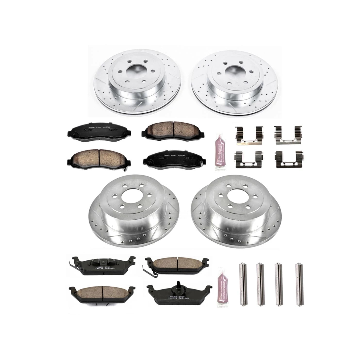 PowerStop Front and Rear Z23 Evolution Sport Carbon-Fiber Ceramic Brake Pad and Drilled & Slotted Rotor Kit Fits: DODGE Select Models K2188