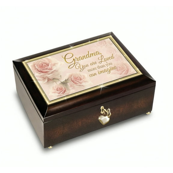The Bradford Exchange Grandma, You Are Loved Music Box: Mahogany-Toned Keepsake with "Always in My Heart" Melody 6-Inches