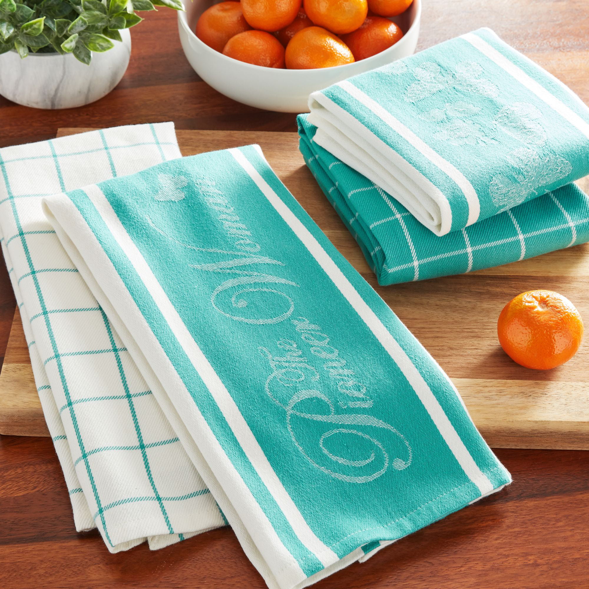 2-PK Kitchen Towels FAITH doesn't make things EASY. It makes them possible  Teal