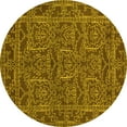 thumbnail image 1 of Ahgly Company Machine Washable Indoor Round Oriental Yellow Modern Area Rugs, 6' Round, 1 of 4