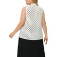 thumbnail image 3 of Agnes Orinda Women's Plus?Size?Tops Polka Dots Tie?V Neck Sleeveless Classic Blouses 1X White, 3 of 7