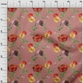 thumbnail image 2 of oneOone Silk Tabby Dusty Rose Fabric Flower & Leaves Watercolor Sewing Material Print Fabric By The Yard 42 Inch Wide, 2 of 4