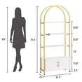 thumbnail image 2 of QinaQin Librero arqueado de 71.5 pulgadas con 4 repisas abiertas y puertas, estructura metálica y tableros resistentes, ideal para sala, estudio u oficina en casa, 2 of 6