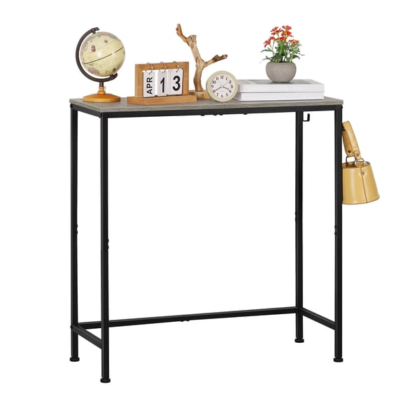 Modern Console Table Entry Table - Textured Iron Frame with Light Oak Composite Top Sleek Desk