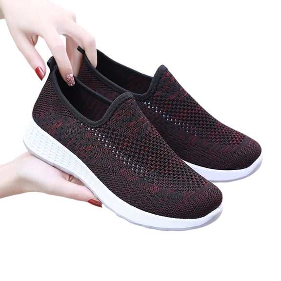 GPOECD Women Shoes Casual Fashion Breathable Mesh Hollow Out Design Platform Soft Sole Lightweight Walking Sneakers Womens Shoes Black,36