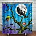 thumbnail image 1 of Whimsical Halloween Shower Curtain with Gnarled Tree & Moon Spooky Bathroom Decor, 1 of 5