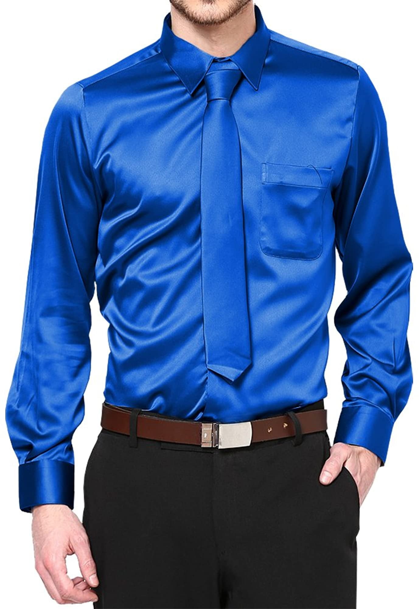 satin royal blue shirt