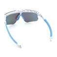 thumbnail image 7 of Polarized Mens Flip Up Rimless Oversized Shield Plastic Sport Sunglasses White - Blue Mirror, 7 of 7