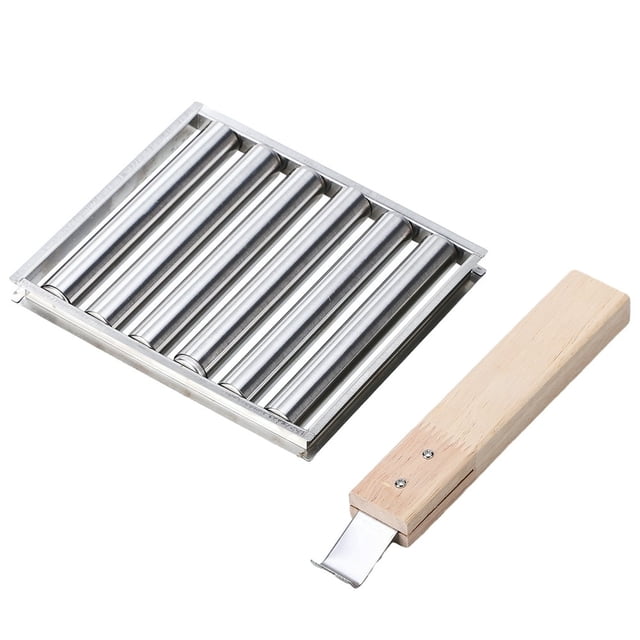BBQ Sausage Roller for Grill | Sausage Roller Holder Rack | Stainless Steel Hot Dog Grill Steamer with Wooden Handle | Barbecue Camping Essentials Accessories for Grill